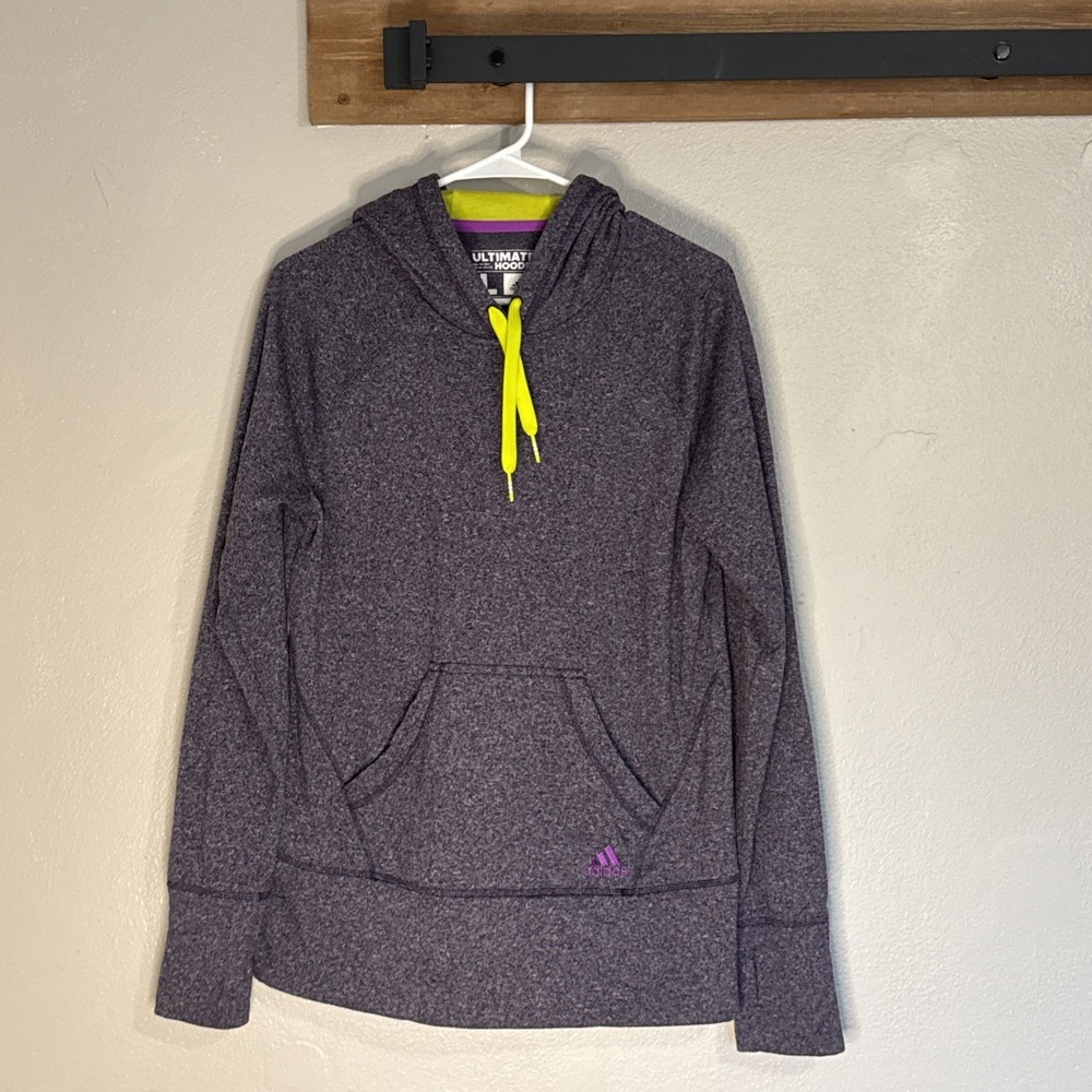 Adidas Ultimate‎ Hoodie Women's Size Large Heathered Purple ClimaWarm Athletic